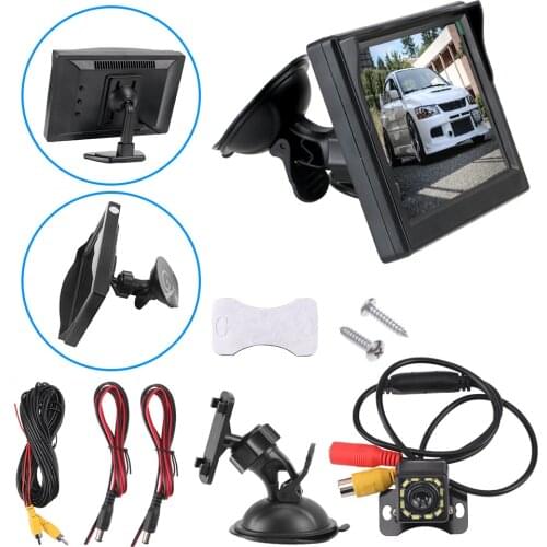 5 Inch Rear View Monitor Waterproof Infrared Car Reversing Rearview Backup Camera Rubber Cup + Bracket Car Parking Assistance