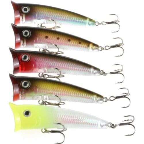 5 Pieces Popper Fishing Lures 7.5cm 10g Topwater Artificial Fishing Bait Big Mouth Poper Lure Wobblers Fishing Tackle