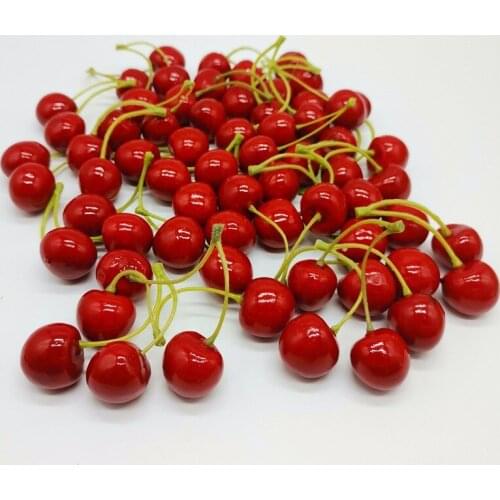 50pcs Simulation Cherry Fruits Window Display Props Fake Cherries for Shooting Photography Props Fruits Shop Artificial Fruit
