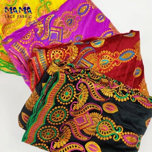 African High Quality Velvet Lace Fabrics With Sequins 2021 Winter New Year Gowns Wedding Dresses Laces Material Sequined Velvet