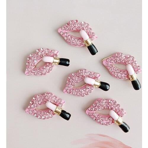 20 PCS 22x32mm Lips Decoration Accessories Metal Alloy Red Pink Lips DIY Jewelry Accessories For DIY Jewelry Making