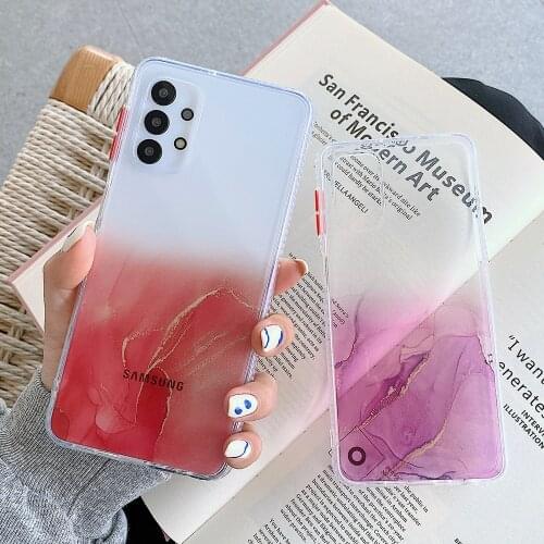 Gradient Marble Glitter Clear Phone Case For Samsung S21 S21Plus S20 Plus S20 FE A51 A71 S10 Plus Note 20 Soft IMD Phone Cover