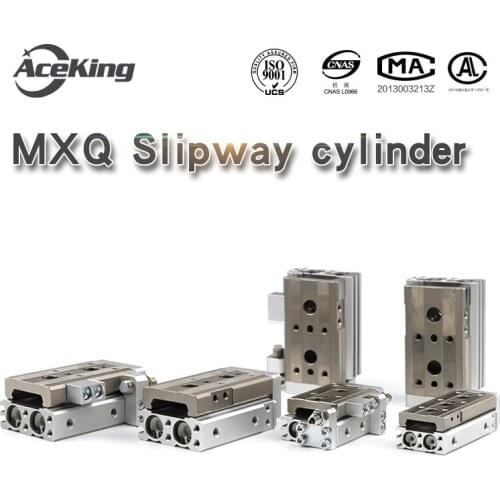 Cylinder with guide rail dual axis precision pneumatic slide table HLQ/ mxq6/8/12-10/20/30/40/50/75as-at-bs-bt