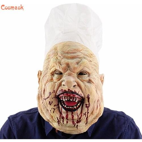 Cosmask Butcher Clown Mask Murder King Halloween Prop Scary Chef Butcher Ghost Headgear Latex Mask