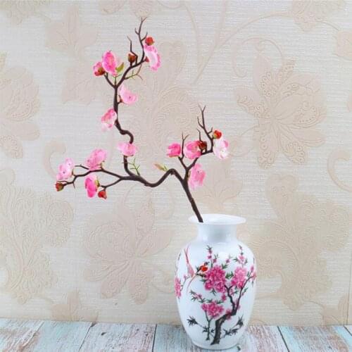 Plum Cherry Blossoms Artificial Silk Flowers Flores Sakura Tree Branches Home Table Living Room Decor DIY Wedding Decoration