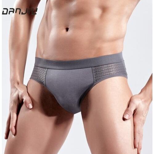 DANJIU Breathable Mesh Mens Underwear High Elasticity Solid Simple Style Soft Male Breifs Fashion Yong Boys Tight U Convex Bag