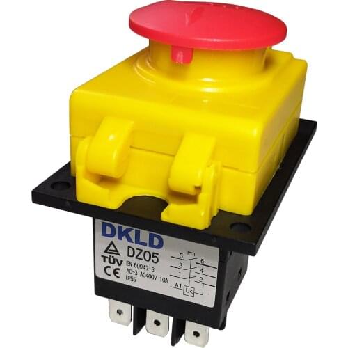 DKLD DZ05 Waterproof Electromagnetic Pushbutton Switches Three Phase 400V 10A 7Pins Magnetic Switch with Emergency Stop Cover