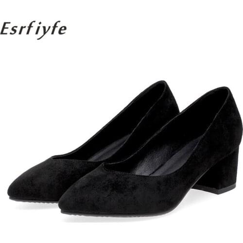 ESRFIYFE 2020 New Fashion Thick High Heels Shoes Women Pumps Pointed Toe Work Shoes Slip on High Heels Spring Summer Footwear