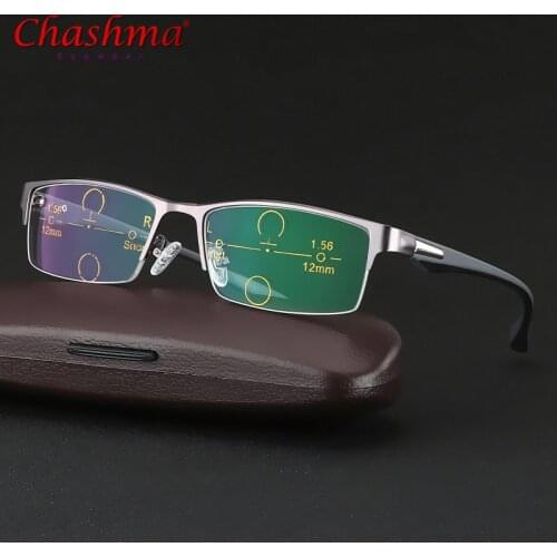CHASHMA Progressive Multifocal glasses Photochromic reading glasses Flexible Temples Legs Half Frame Male Presbyopia