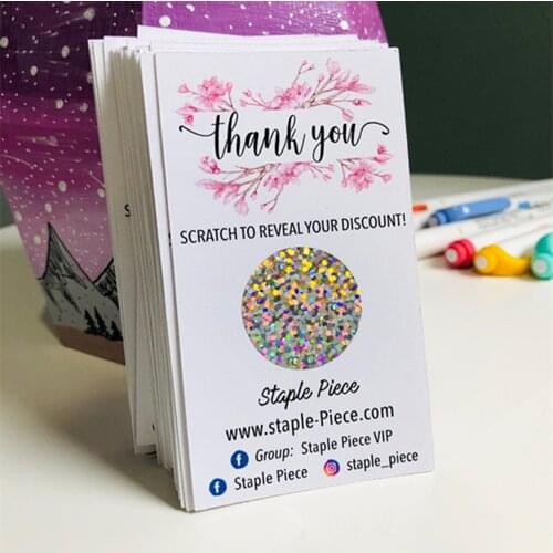 Custom Business Cards, Thank You Scratch Off Cards, BUSINESS Order Inserts, Personalize Social Media Card
