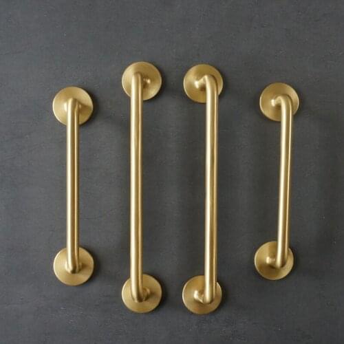 Brass Cabinet Handle Modern Simple Drawer Wardrobe Cupboard Cabinet Door Knob Pure Copper Gold Retro Long Handles