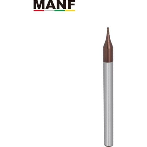 MANF HRC55 2 Flute Ball Nose R0.15 R0.2 R0.25 R0.4 Small Diameter Milling Cutters Tungsten Steel Sprial Ball Nose End Mill