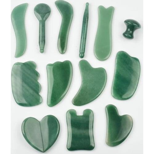 Jade Face Massager Natural Stone Gua Sha Tool Massage Head Neck Crystal Mineral Skin Care Beauty Appliances Health Scraper