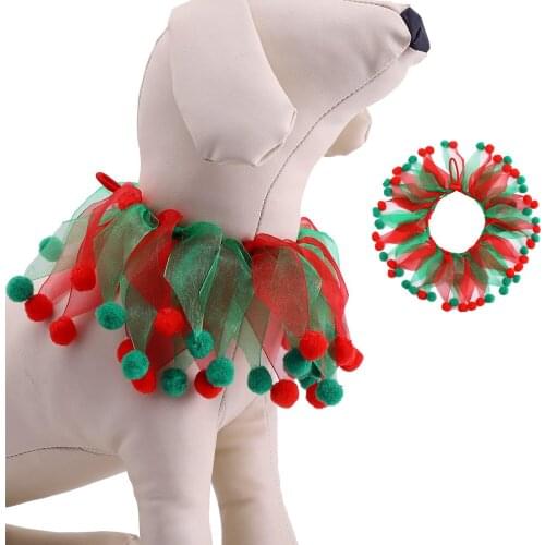 Fashion Dog Scarf For Christmas Decoration Elastic Cat Dog Collar Ribbons Neckchief Dogs Xmas Collars For Festival Cosplay 10A