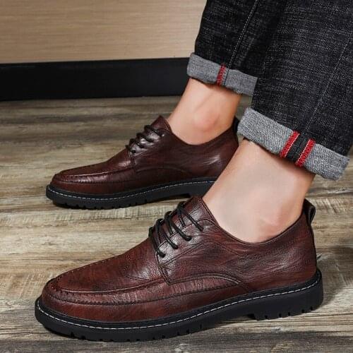 ZEEKSON Winter Shoes Mens Business Casual Mens Shoes Low-top Microfiber Leather Single Shoes Wedding Plus Cotton Formal Shoes