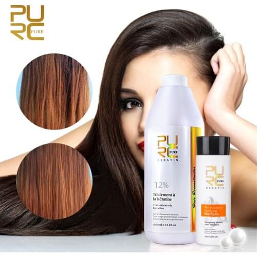 PURC 12% Formlain Brazilian Keratin Hair Treatment + Purifying Shampoo Set Straightening Smoothing for Hair Care Products 1000ml