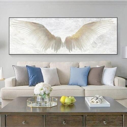 Wall Posters And Print White Angel Wings Vintage Wall Art Canvas Painting Wings Art Wall Picture For Living Room Decor