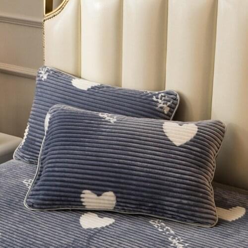 Coral Fleece Pillowcase Cartoon Print Pillowcases Soft Warm Cushion Cover Winter Thicken Pillow Covers Pillow Bed For Throw Sofa
