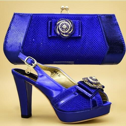 Latest Design High Heels Italian Women Pumps with Purse African Shoes and Bags Matching Set Nigerian Shoes and Matching Bags