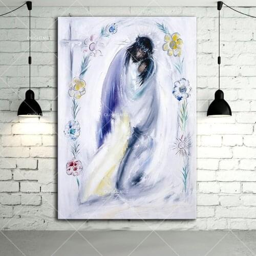 Cheap Price Hand-painted Abstract Jesus Oil Painting On Canvas Handmade Abstract Christian Oil Paints For Wall Decoration