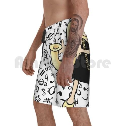 Saxophone Baby Beach Shorts Men Beach Pants Swim Trunks Girls Vector Baby Child Kid Cartoon Sound Instrument