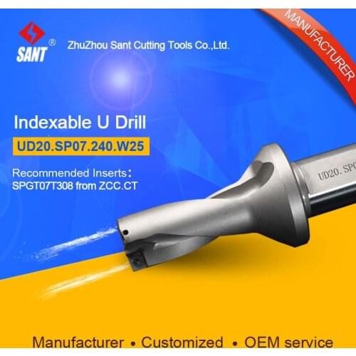 SANT U drilling bit indexable drilling tool U drill UD20.SP07.240.W25 matched inserts SPMG07T308