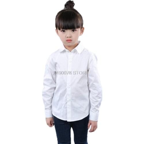 School Boys Girls Formal Dress Shirt Brand Fashion Long Sleeve White Shirt for Big Boys Children Performance Clothing Blouse
