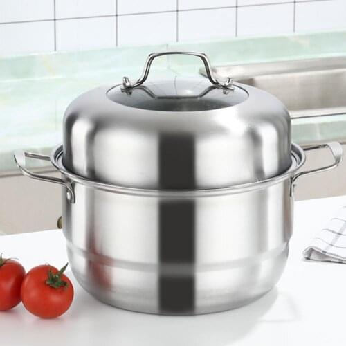 Thicken 2 Layer Stainless Steel Steamer Pot Large Capacity Soup Pot With Lid Double Boilers Stockpot Cookware Cooking Tools