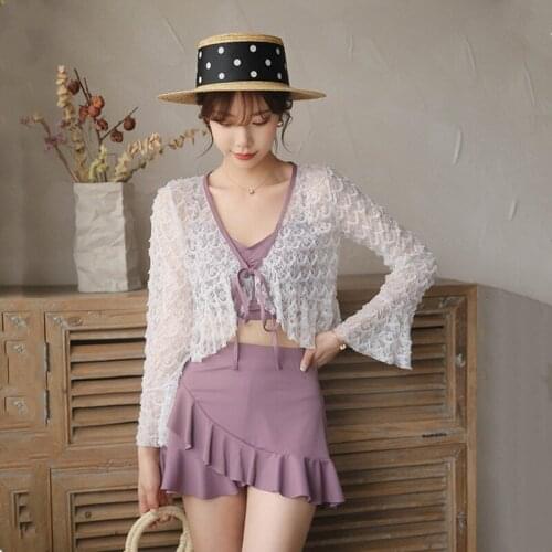 Swimsuit Separate Push Up Sexy Bathing Suit Women Female Large Size Cover New 2021 Three Piece Swim Print Polyester Sierra