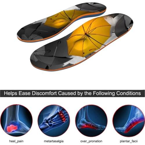 Gold Umbrella Elastic Inserted EVA -Orthotic Arch Support Insoles with Orthopedics Ease Foot Pain for High Arched Foot iFitna