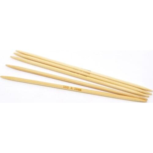 1 Set (US3 3.25mm) Bamboo Double Pointed Knitting Needles For Crafts Needlework Natural Double Cusp Crochet Hooks 13cm long