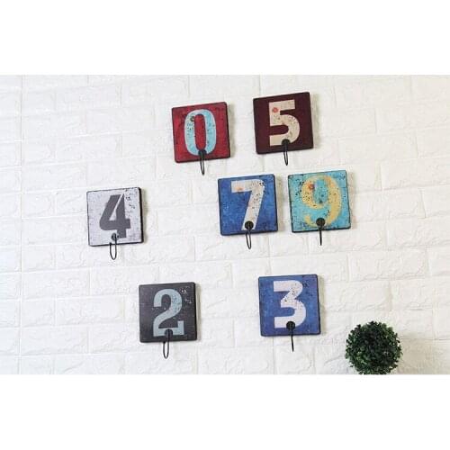 1PC Creative Retro Hooks Dressing Room Clothing Store Digital Key Hook Wall Hanger Walls Wall Decorations ME 019