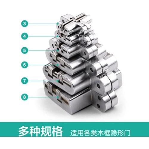 2PCS 304 Stainless Steel Hidden Hinges Seven Size Invisible Concealed Folding Door Hinge For Kitchen Furniture Hardware