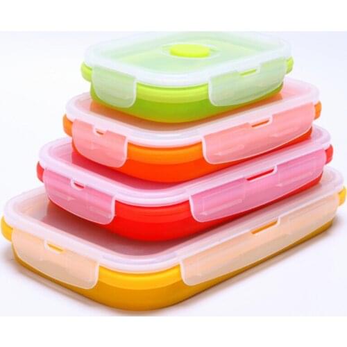 20pcs Folding Silicone Lunch Box Food Storage Container Kitchen Microwave Tableware Portable Household Outdoor Food box