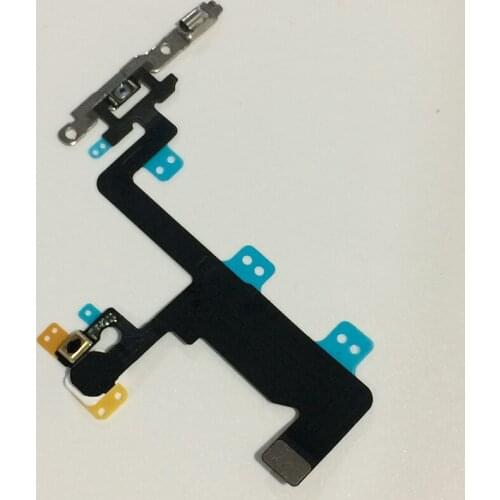20Pcs/lot For iPhone 6 Original Switch On Off Power Button Flash Microphone Flex Cable with Metal Bracket 4.7" Replacement Parts