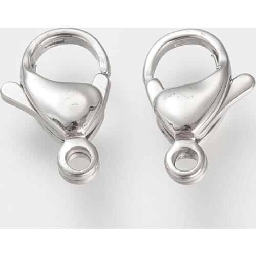 200pcs 304 Stainless Steel Lobster Claw Clasps Hooks For for jewelry making Keychain DIY Accessories 9x6x3mm, Hole: 2mm F60