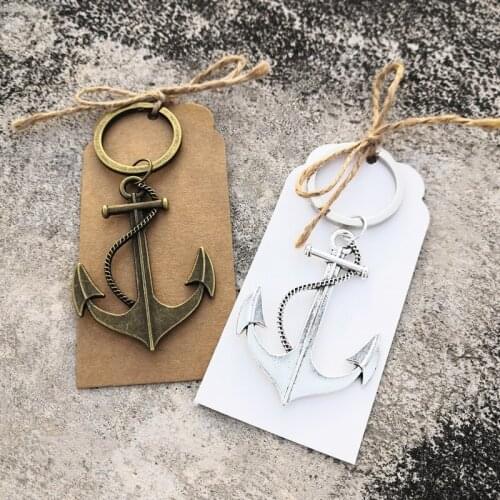 50pcs Custom Wedding Favors Party Gifts Birthday Gifts Ocean sailing boat Anchor Key chain with Personalized Thank you gifts