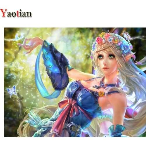 DIY 5D Diamond Painting Butterfly Elf Angel Diamond Embroidery cross stitch cartoon girl mosaic rhinestone Wall Stickers