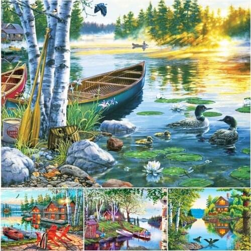 DIY Diamond Painting Cartoon Scenery 5D Full Square/Round Rhinestone Landscape Diamond Mosaic Picture Cross Stitch Home Decor