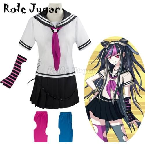 Anime Dangan Ronpa 2 Goodbye Despair Ibuki Mioda Cosplay Costumes Wig School JK Uniform Skirt Set Halloween Costume for Women