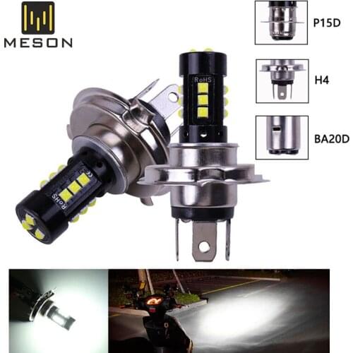 Car led Motorcycle Headlight H4 P15D BA20D COB 3030 15SMD Hi/Low Bulb All-In-One Lamp Motor Headlamp Motor Styling DC12v White