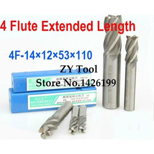 Free shipping 2pcs 14mm 4 Flute HSS & Extended Aluminium End Mill Cutter CNC Bit Milling Machinery tools Cutting tools