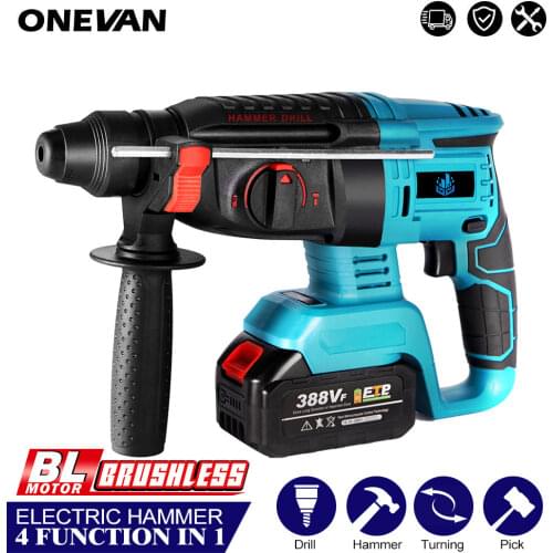 Brushless Cordless Rotary Hammer Drill Multifunction Impact Drill 4 Modes Rechargeable Power Tools For Makita 18V Battery