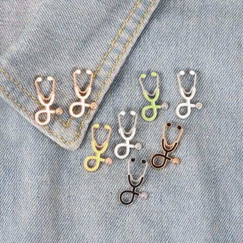 Nurse Pins Medical brooches for women Fashion Colorful Metal Stethoscope Enamel Jewelry Men Jackets Badges Accessories hijab Pin