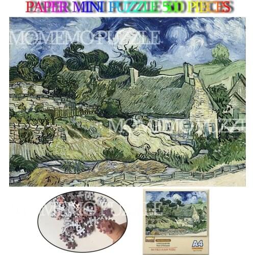 Thatched Cottages At Cordeville Paper Jigsaw 500 Pieces Puzzle Van Gogh Oil Painting Adults Kids Puzzles Toys Brain Challenge