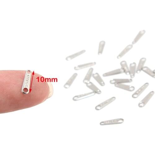 100 Zipper Engraved Stainless Steel Extender Chain End Beads Extension Chain Pendants For Bracelet Necklace DIY Jewelry Findings