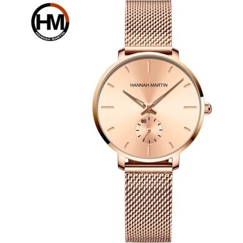 2021New Japanese Movement Sports Luxury Fashion Ladies Watch Rose Gold Stainless Steel Mesh Belt Waterproof Quartz Montre Femme