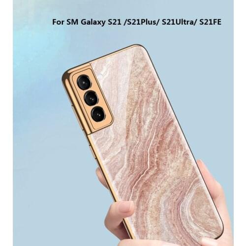 Tempered Glass Phone Case For Samsung Galaxy S21 S21Plus S21Ultra S21FE Cover Luxury Fashion Painting Plating Shockproof Fundas