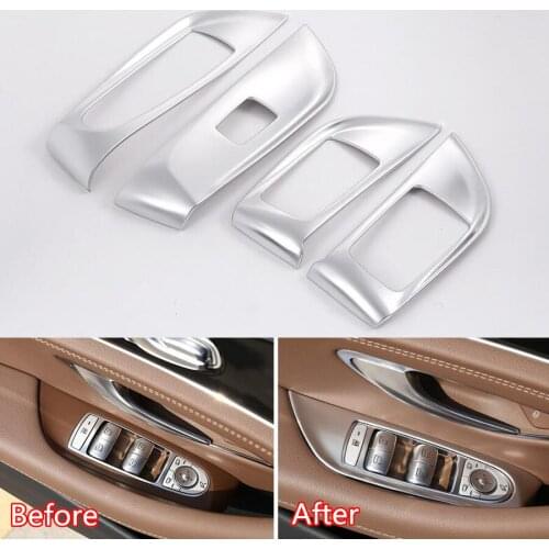 For Mercedes Benz E Class 2016 2017 2018 Car Interior Door Window Lift Switch Cover Frame Trim Styling ABS 4pcs/set