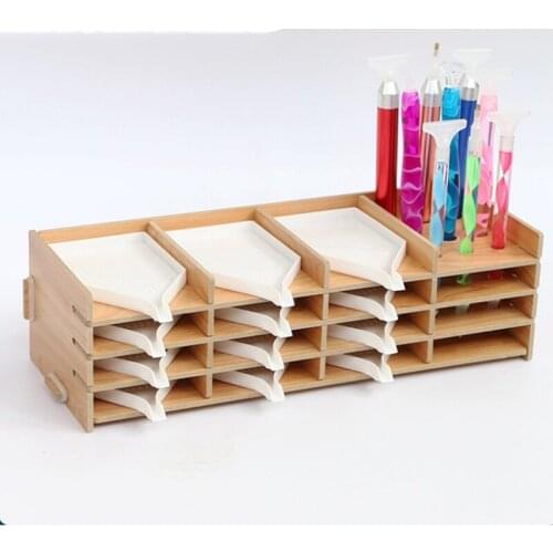 Diamond Painting Tool Tray Point Drill Pen Wood Organizer Holder Detachable Diamond Embroidery Accessories